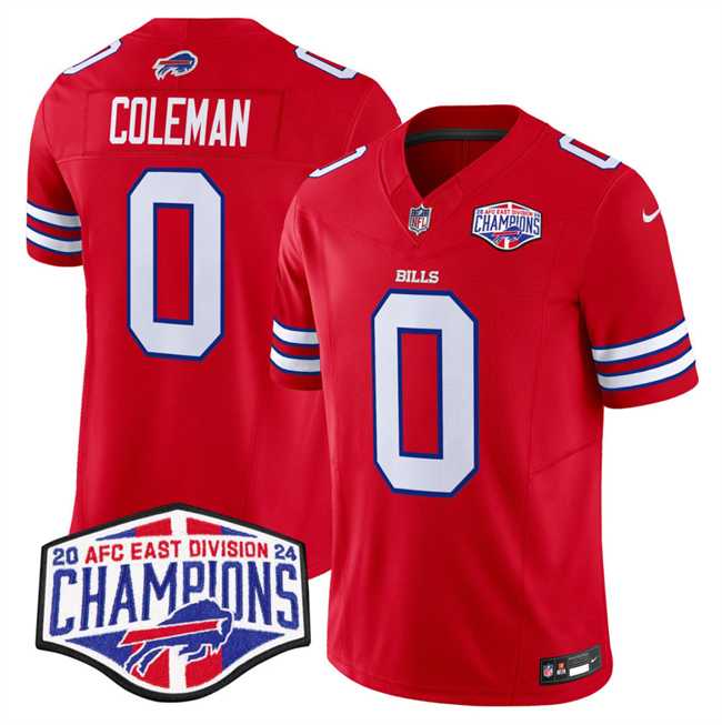 Mens Buffalo Bills #0 Keon Coleman Red F.U.S.E. 2024 AFC East Division Champions Vapor Limited Stitched Jersey